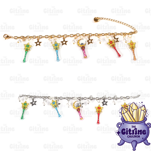 Sailor Glass Wands - Acrylic Charm Bracelet