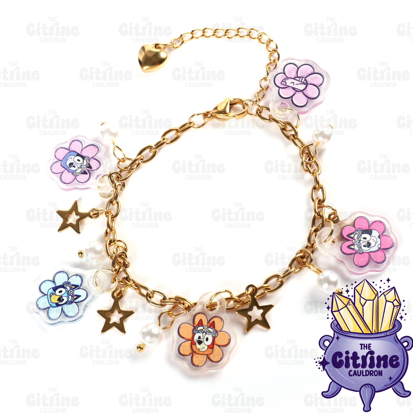 Flower Dogs - Acrylic Charm Bracelet