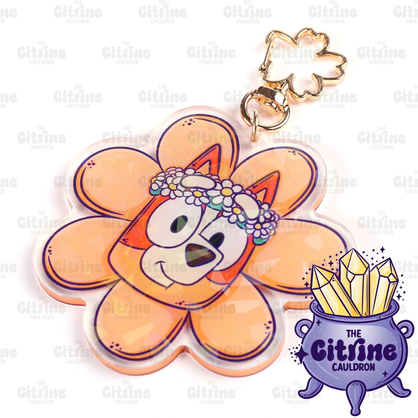 Flower Dogs - Holographic Acrylic Keychain