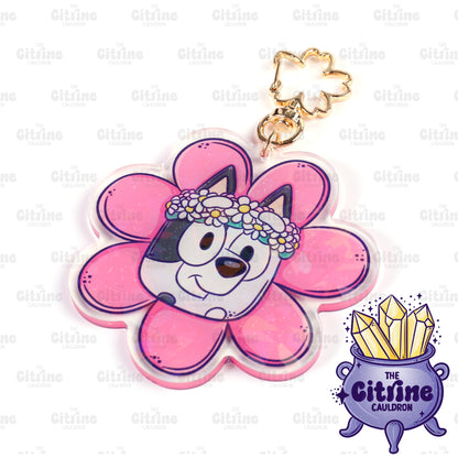 Flower Dogs - Holographic Acrylic Keychain