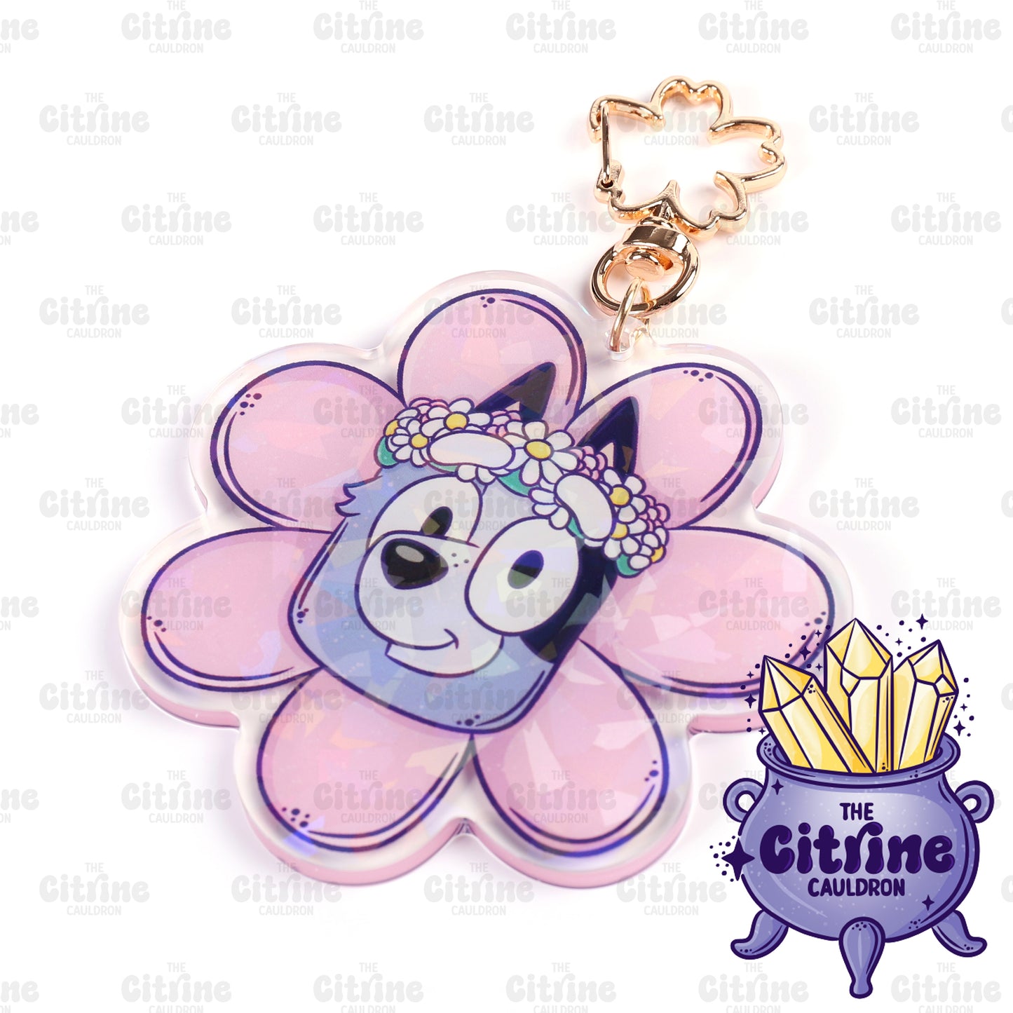 Flower Dogs - Holographic Acrylic Keychain