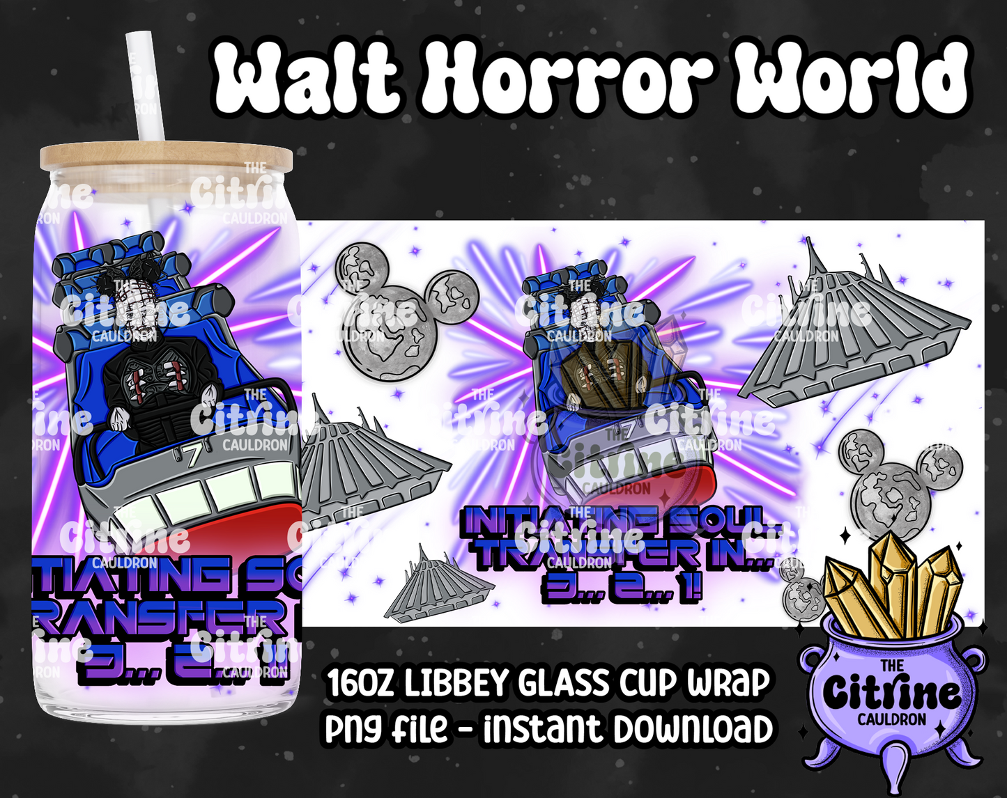 Walt Horror World - PNG Wrap for Libbey 16oz Glass Can