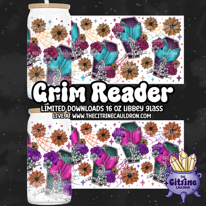 Grim Reader - PNG Wrap for Libbey 16oz Glass Can