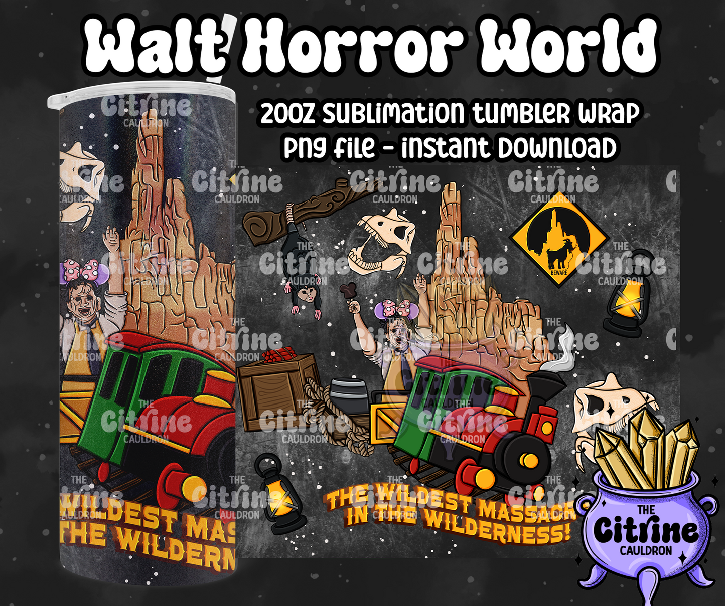 Walt Horror World - PNG Wrap for Sublimation 20oz Tumbler
