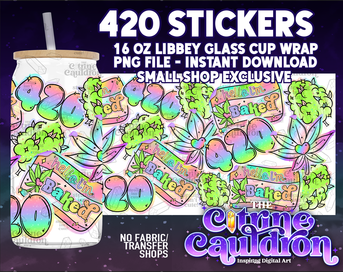 420 Stickers - PNG Wrap for Libbey 16oz Glass Can - SMALL SHOP