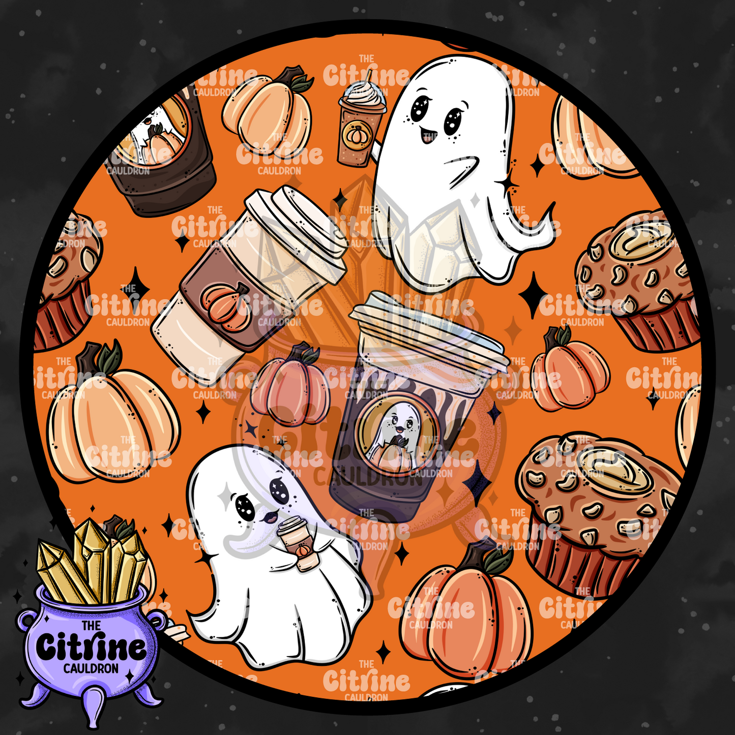 Pumpkin Spice Ghosties - Seamless