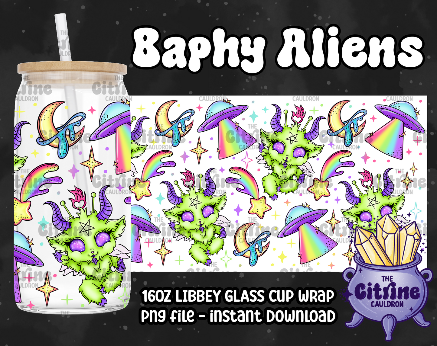 Baphy Aliens - PNG Wrap for Libbey 16oz Glass Can