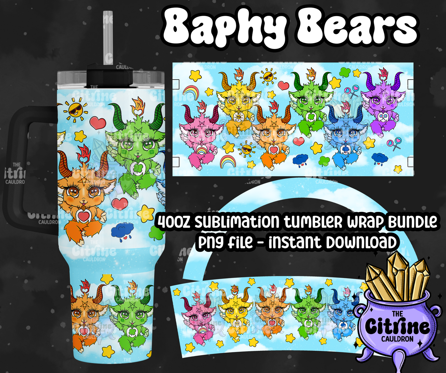 Baphy Bears - PNG Wrap for Sublimation 40oz Tumbler