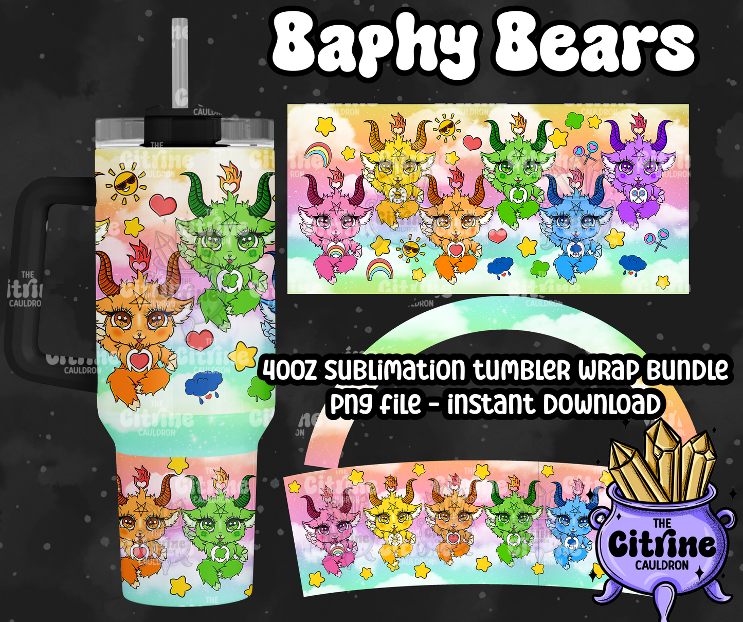 Baphy Bears - PNG Wrap for Sublimation 40oz Tumbler