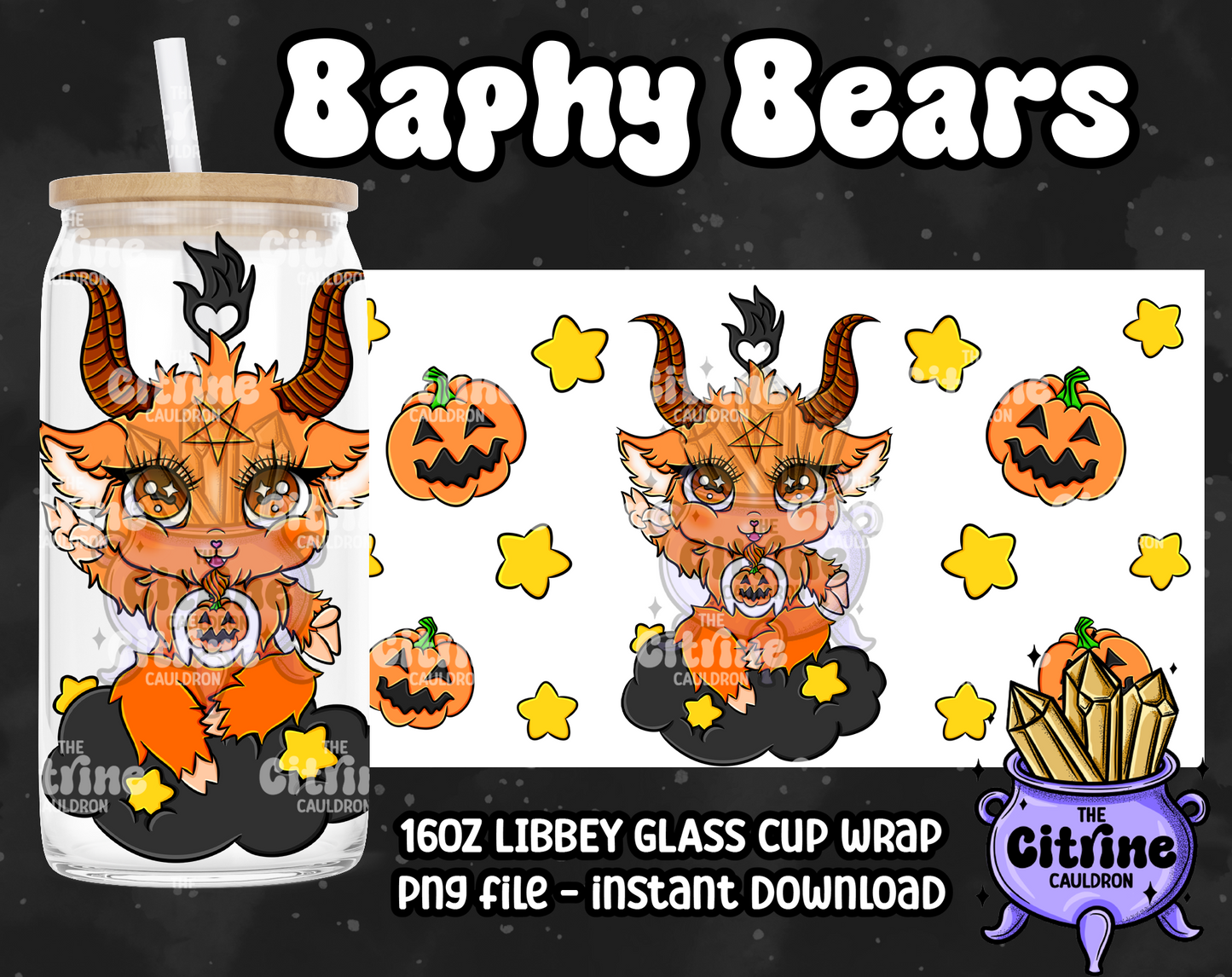 Baphy Bears Hallow - PNG Wrap for Libbey 16oz Glass Can