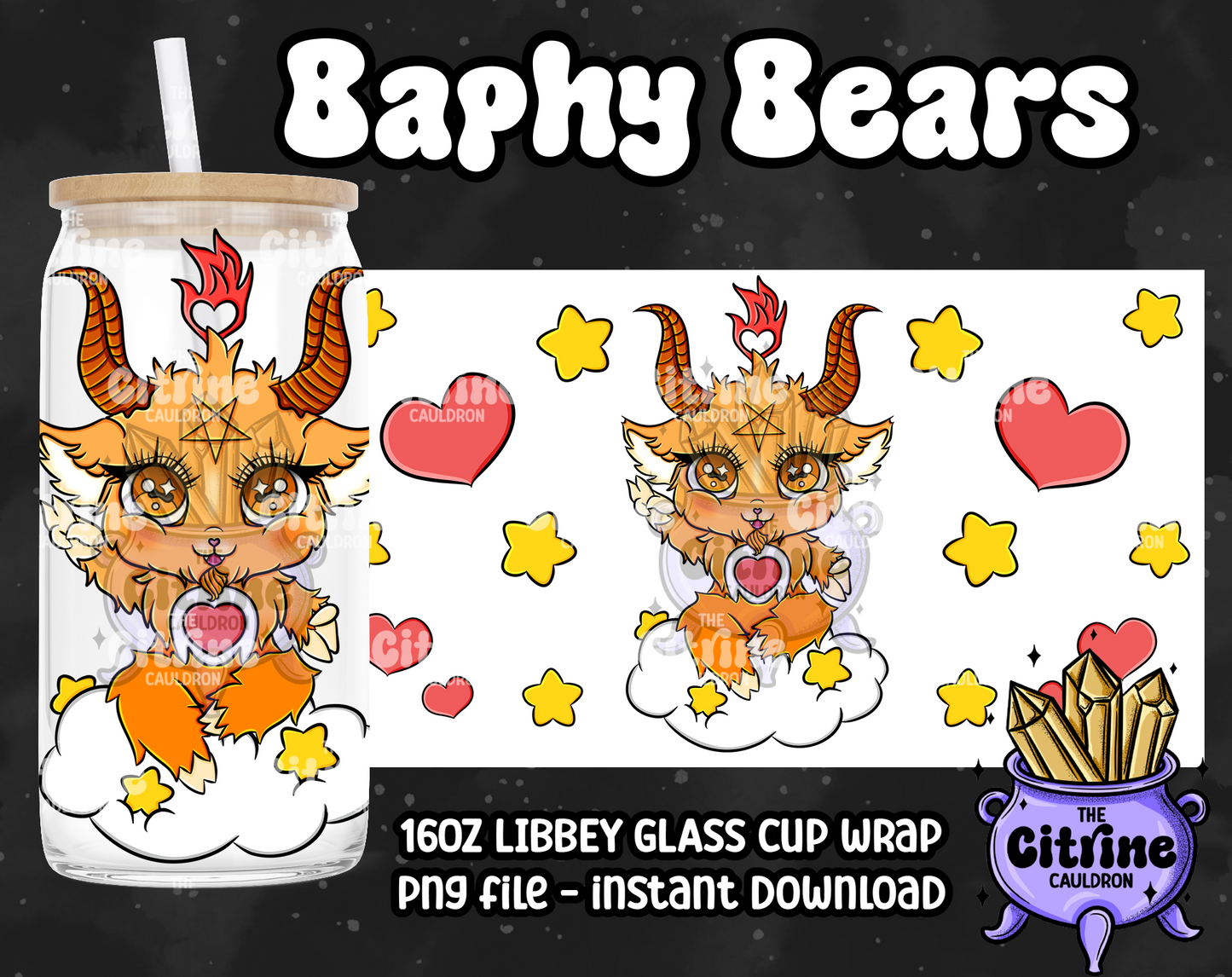 Baphy Bears Care - PNG Wrap for Libbey 16oz Glass Can