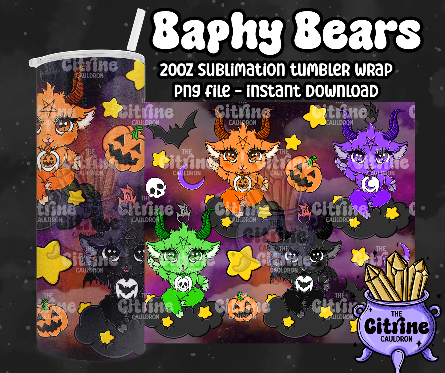 Baphy Bears Hallow - PNG Wrap for Sublimation 20oz Tumbler