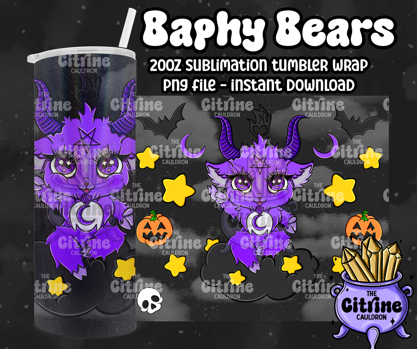 Baphy Bears Hallow - PNG Wrap for Sublimation 20oz Tumbler