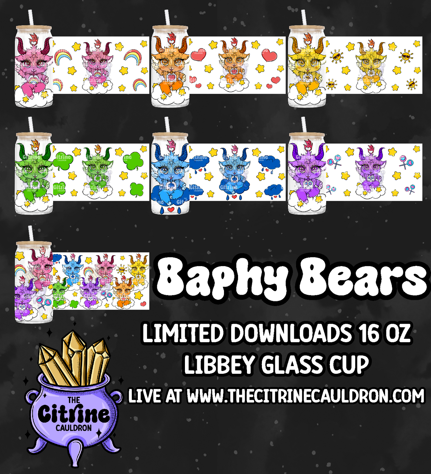 Baphy Bears Care - PNG Wrap for Libbey 16oz Glass Can