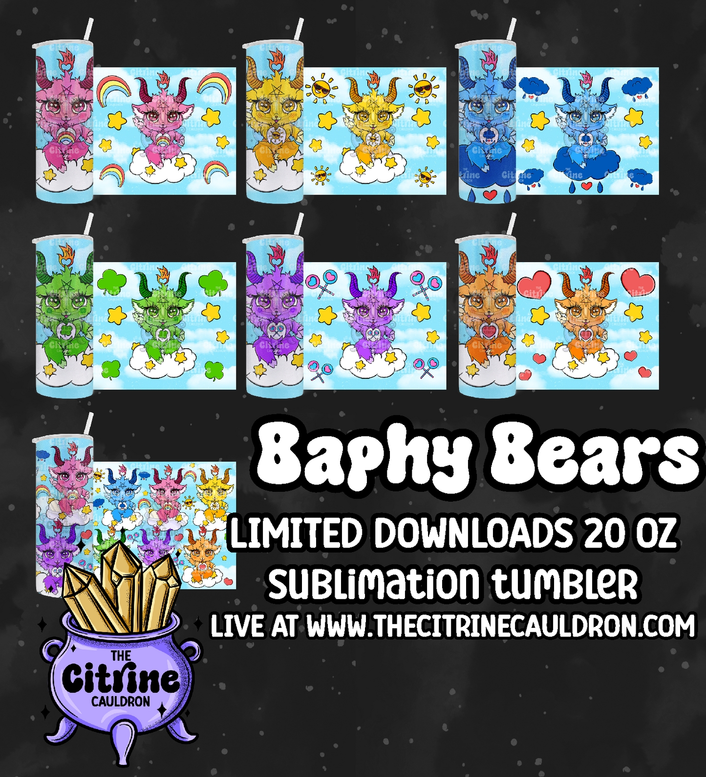 Baphy Bears Blues - PNG Wrap for Sublimation 20oz Tumbler