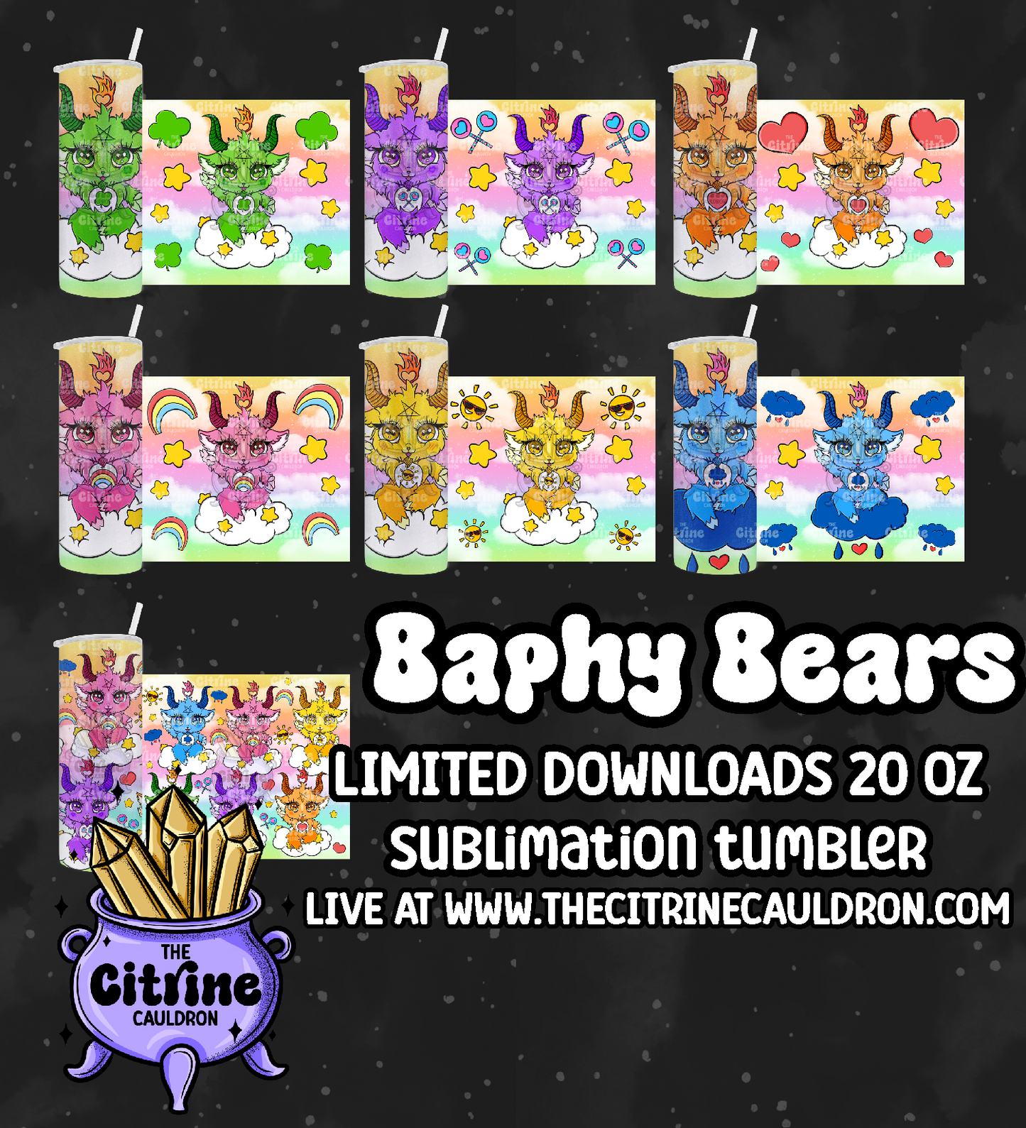 Baphy Bears Rainbow - PNG Wrap for Sublimation 20oz Tumbler
