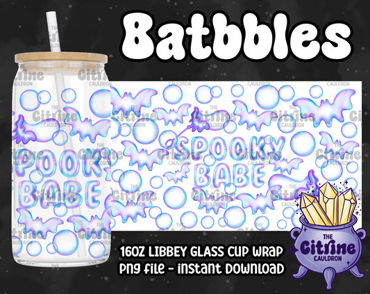 Batbbles - PNG Wrap for Libbey 16oz Glass Can