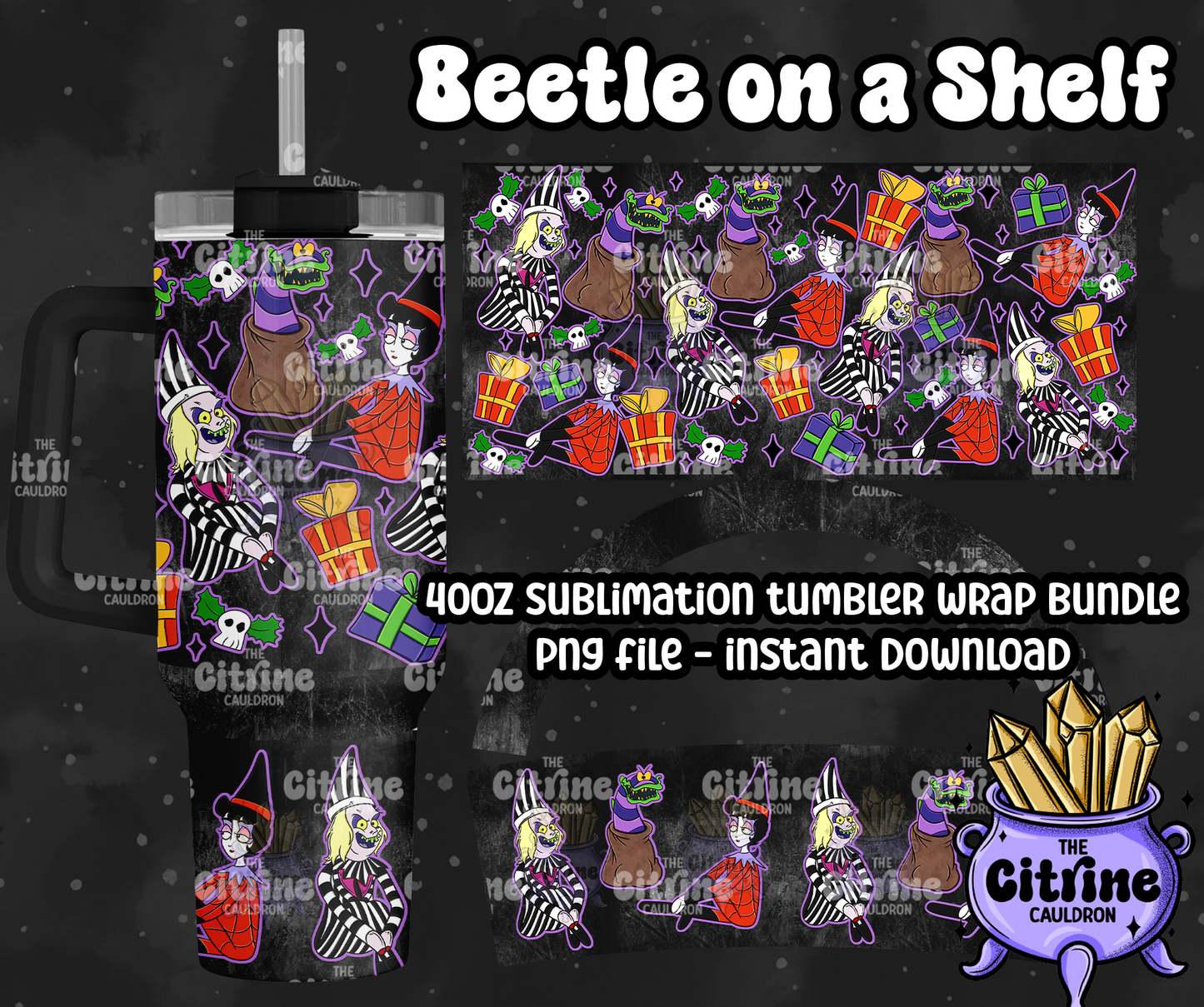 Beetle on a Shelf - PNG Wrap for Sublimation 40oz Tumbler