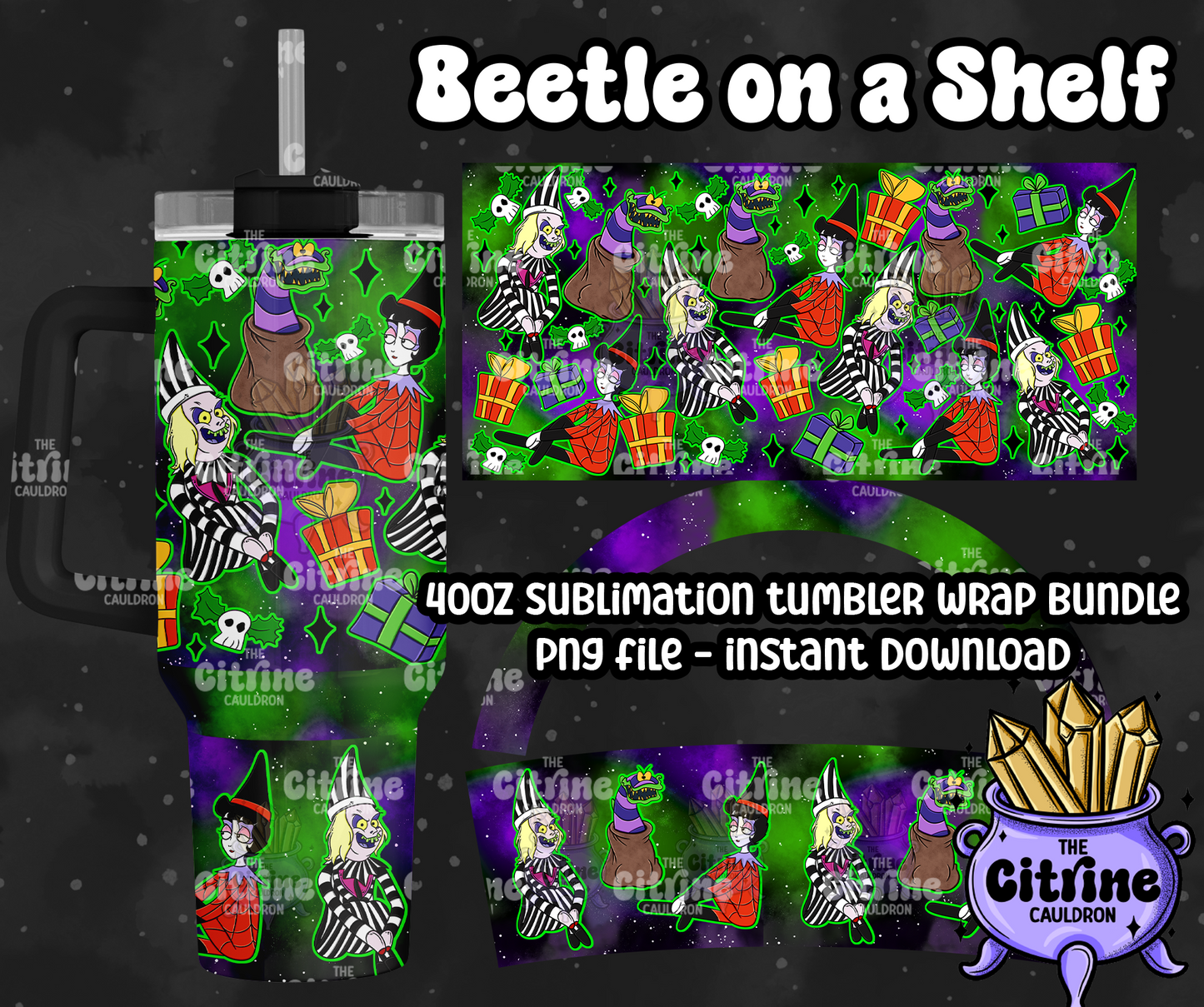 Beetle on a Shelf - PNG Wrap for Sublimation 40oz Tumbler