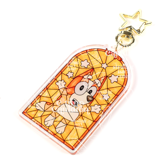 Heeler Glass Orange Dog - Holographic Acrylic Keychain