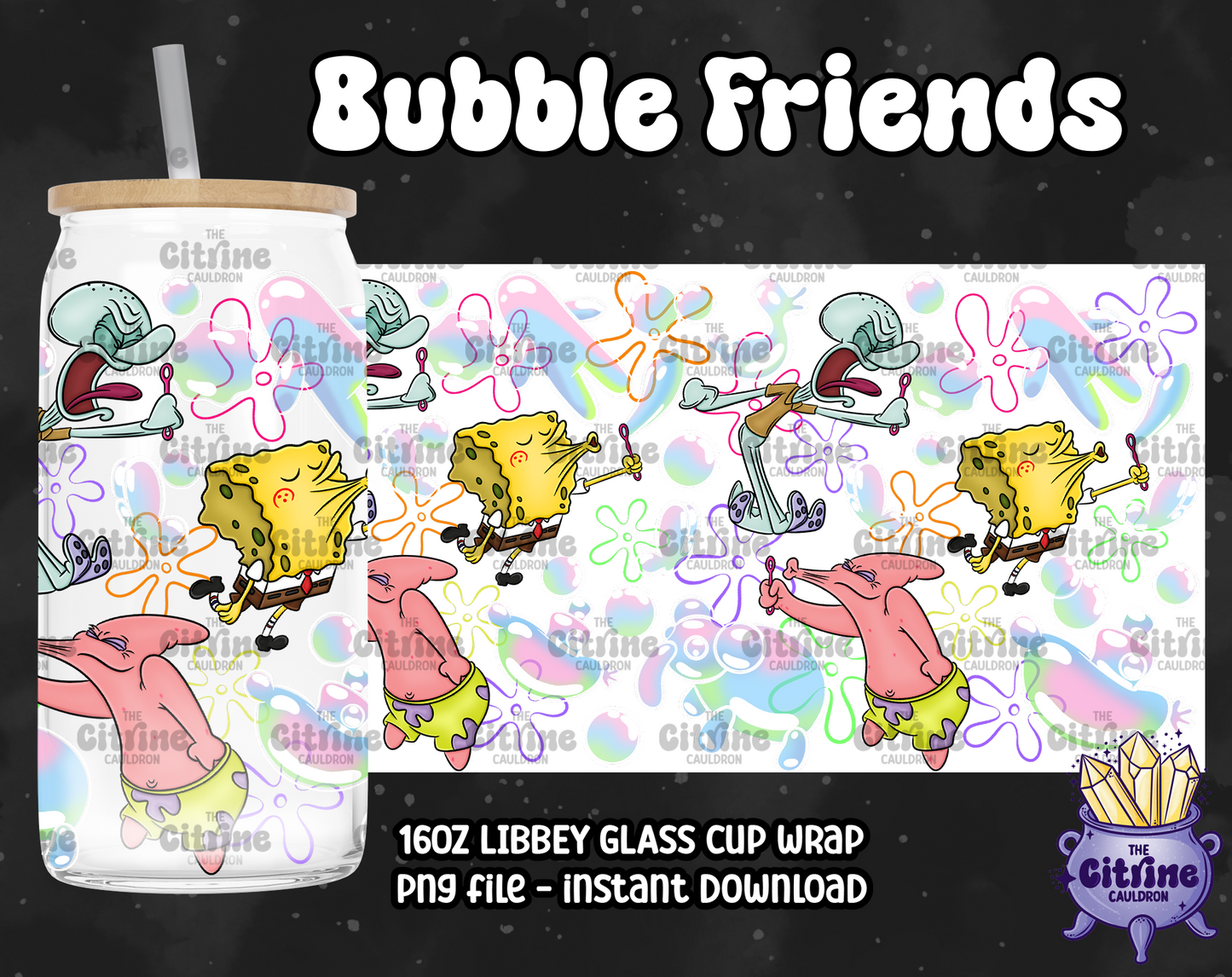 Bubble Friends - PNG Wrap for Libbey 16oz Glass Can