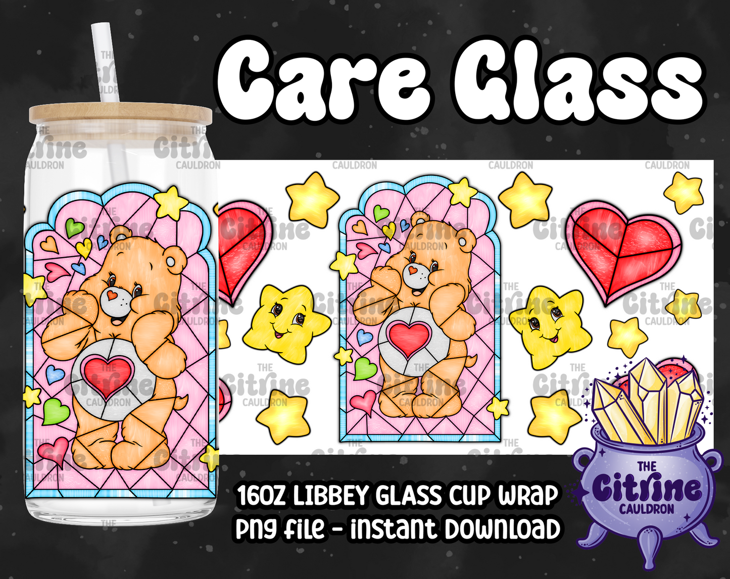 Care Glass - PNG Wrap for Libbey 16oz Glass Can