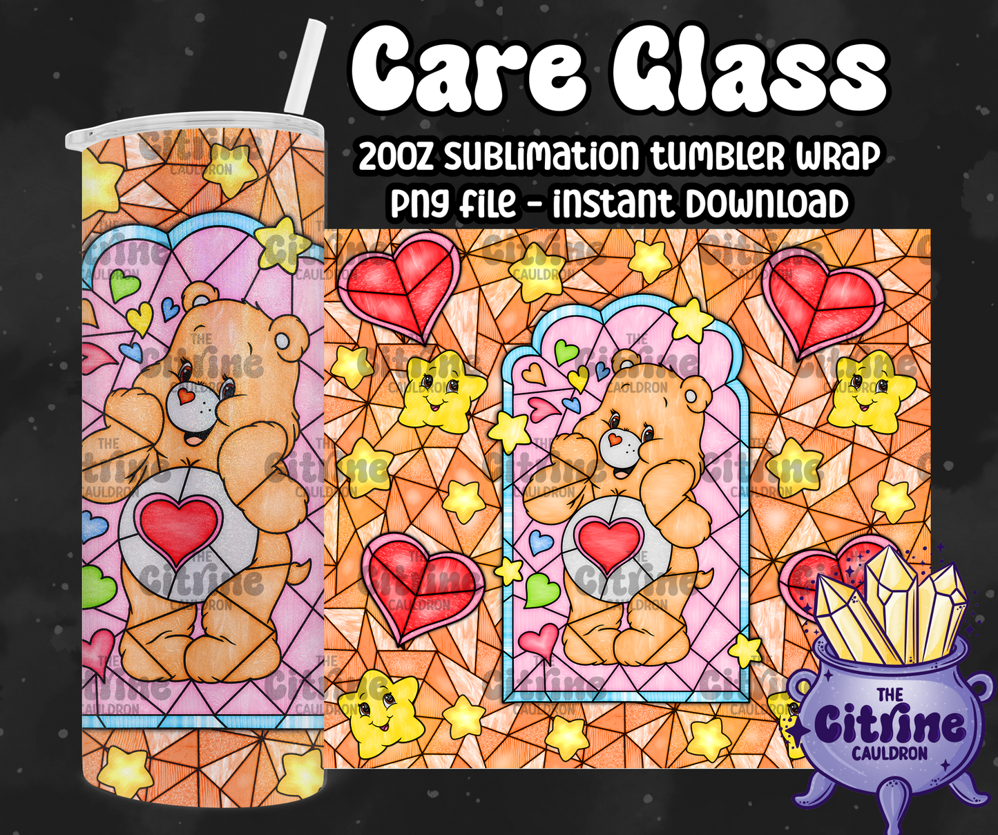 Care Glass - PNG Wrap for Sublimation 20oz Tumbler