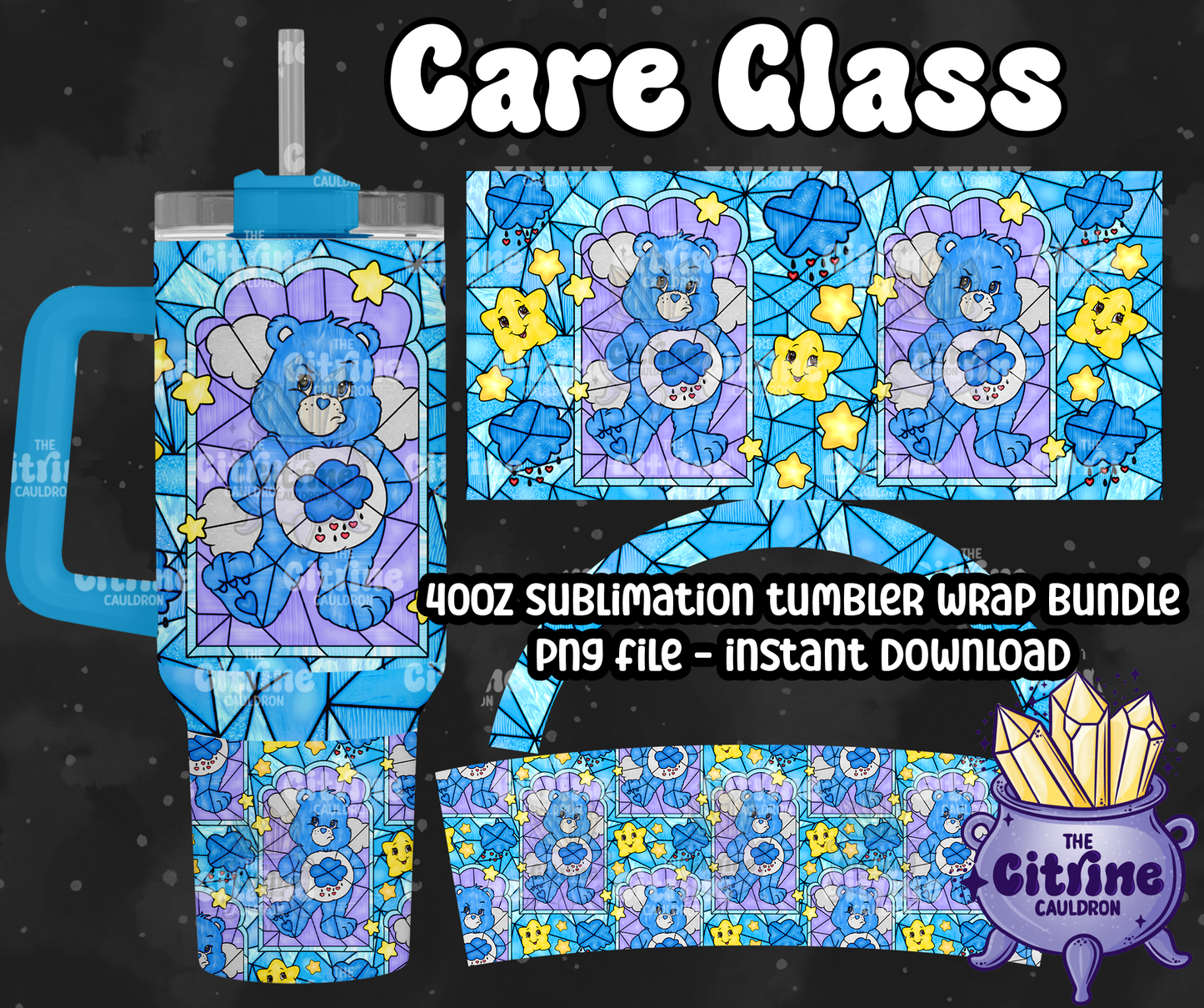 Care Glass - PNG Wrap for Sublimation 40oz Tumbler