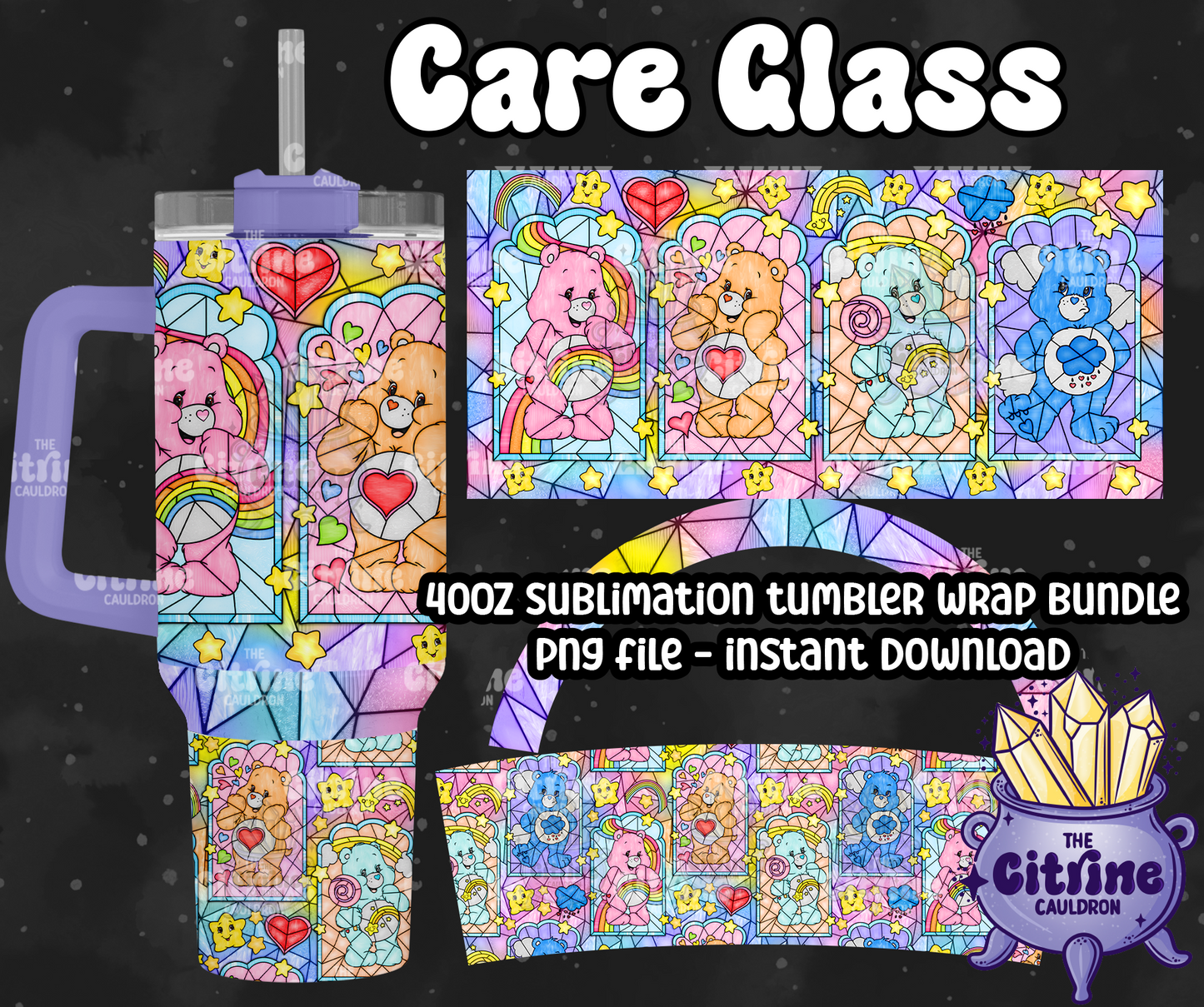 Care Glass - PNG Wrap for Sublimation 40oz Tumbler