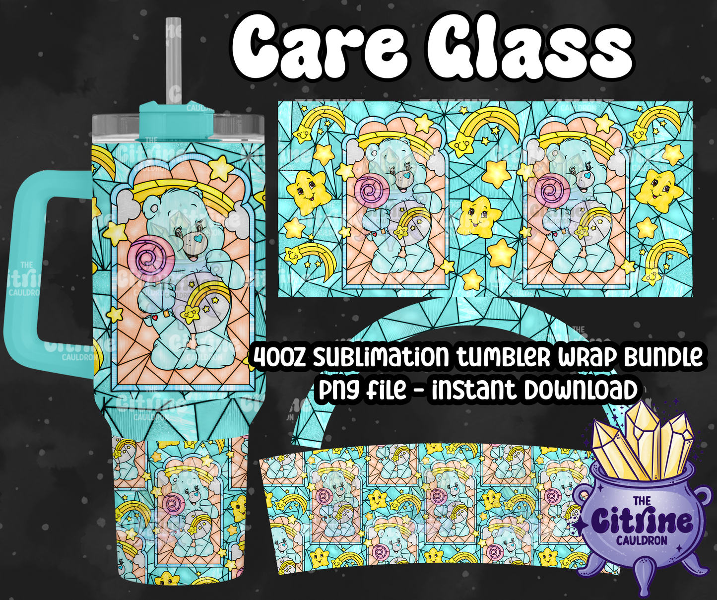 Care Glass - PNG Wrap for Sublimation 40oz Tumbler