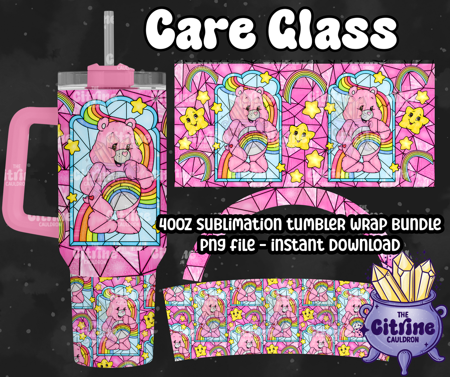 Care Glass - PNG Wrap for Sublimation 40oz Tumbler