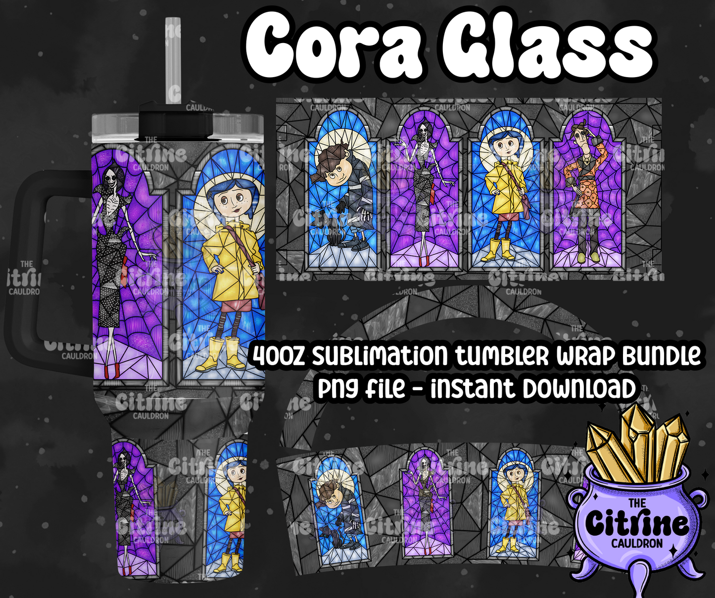 Cora Glass - PNG Wrap for Sublimation 40oz Tumbler