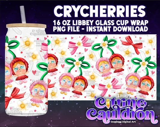 Cry Cherries - PNG Wrap for Libbey 16oz Glass Can