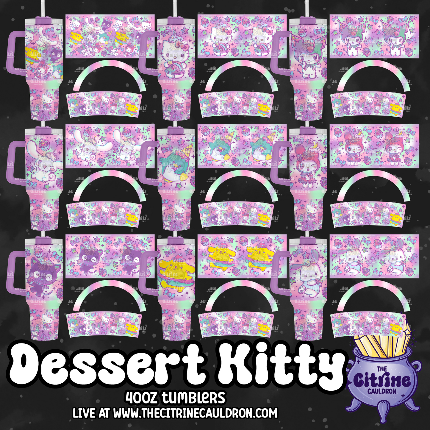 Dessert Kitty - PNG Wrap for Sublimation 40oz Tumbler