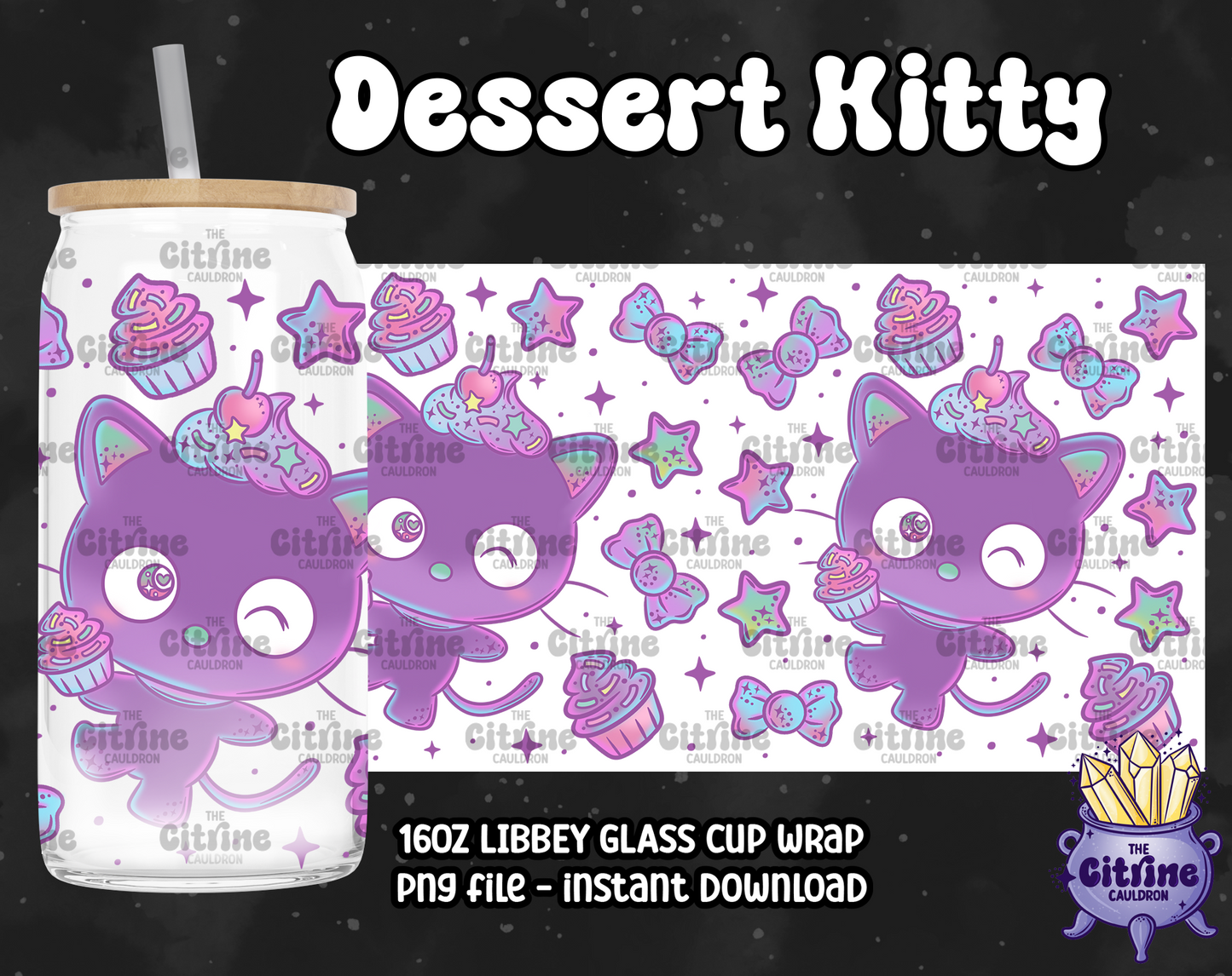 Dessert Kitty - PNG Wrap for Libbey 16oz Glass Can