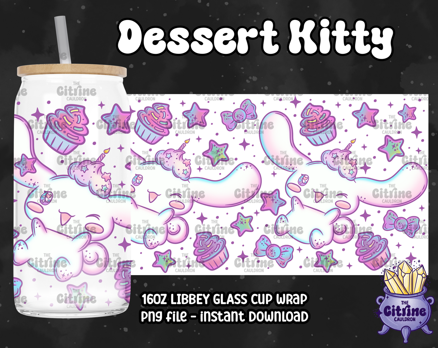 Dessert Kitty - PNG Wrap for Libbey 16oz Glass Can