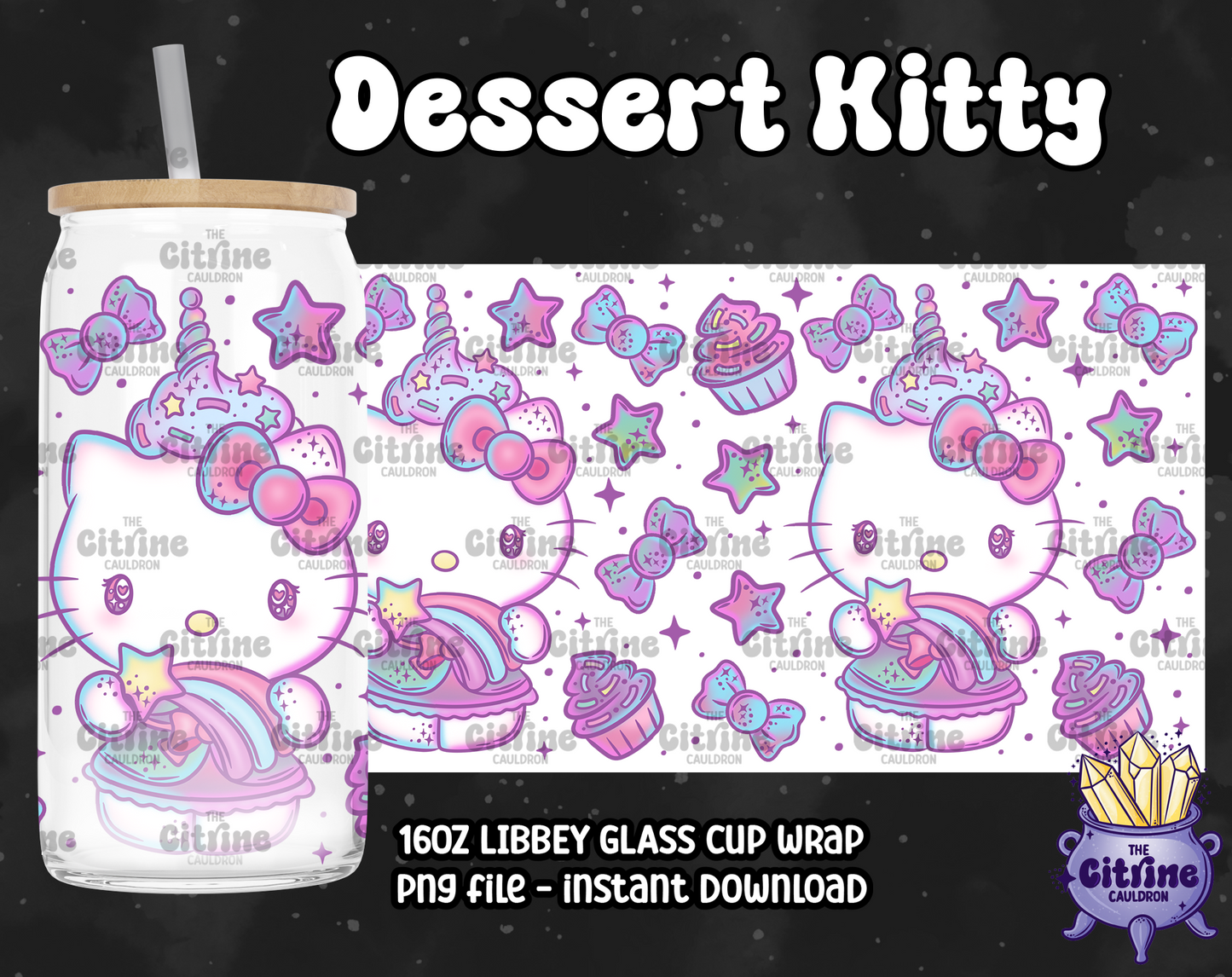 Dessert Kitty - PNG Wrap for Libbey 16oz Glass Can