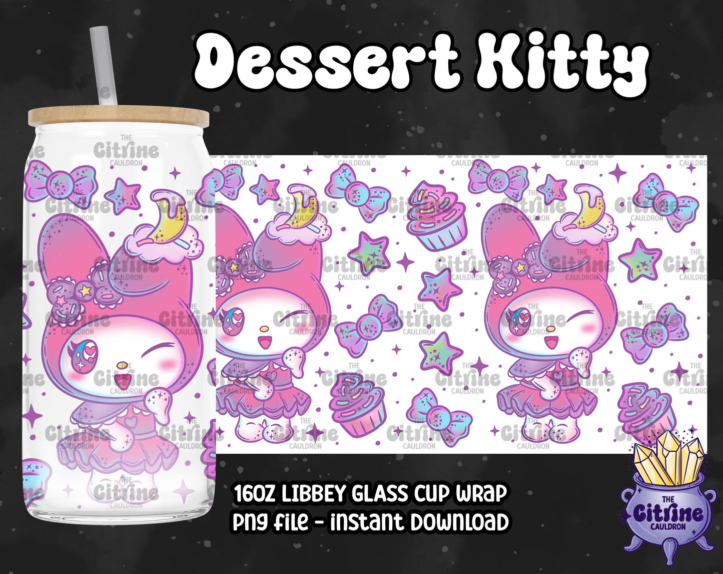 Dessert Kitty - PNG Wrap for Libbey 16oz Glass Can