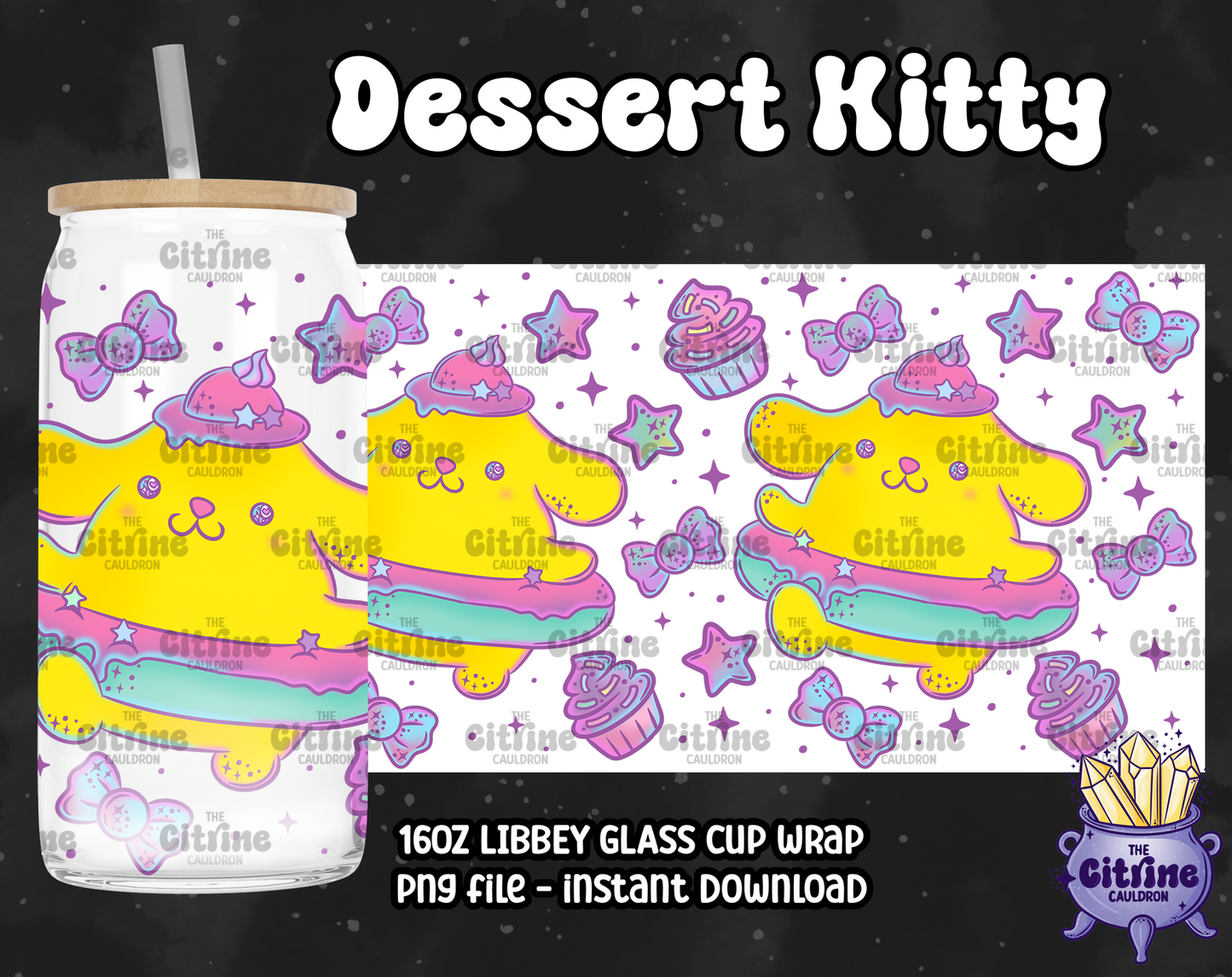 Dessert Kitty - PNG Wrap for Libbey 16oz Glass Can