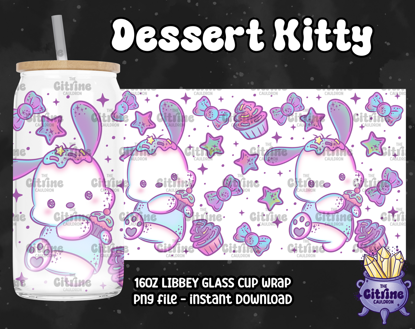 Dessert Kitty - PNG Wrap for Libbey 16oz Glass Can