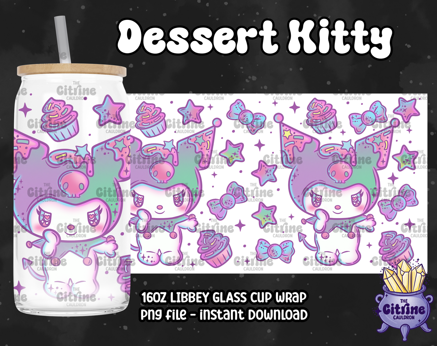 Dessert Kitty - PNG Wrap for Libbey 16oz Glass Can