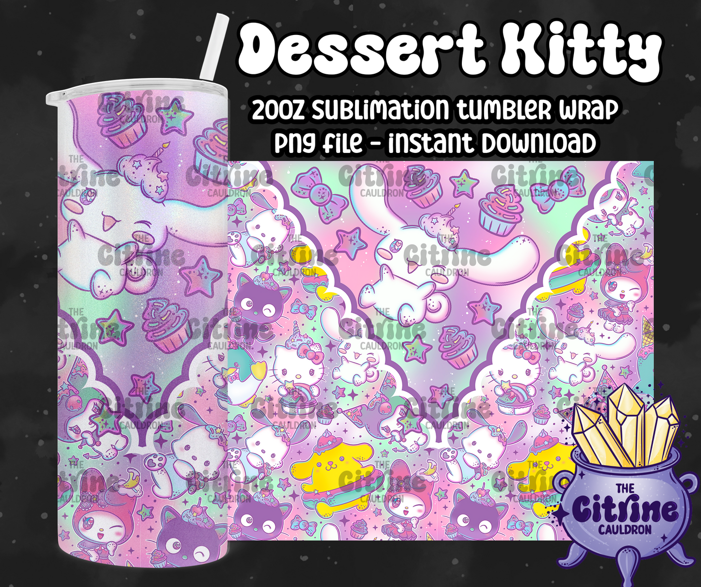 Dessert Kitty - PNG Wrap for Sublimation 20oz Tumbler