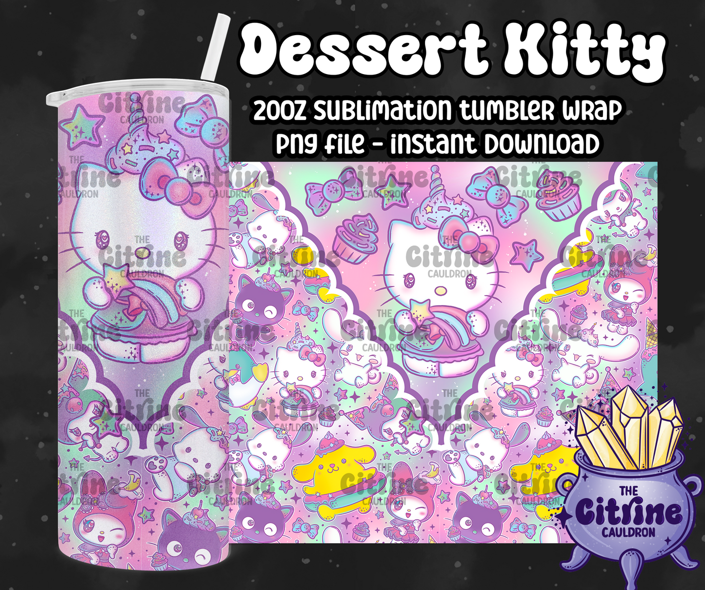 Dessert Kitty - PNG Wrap for Sublimation 20oz Tumbler