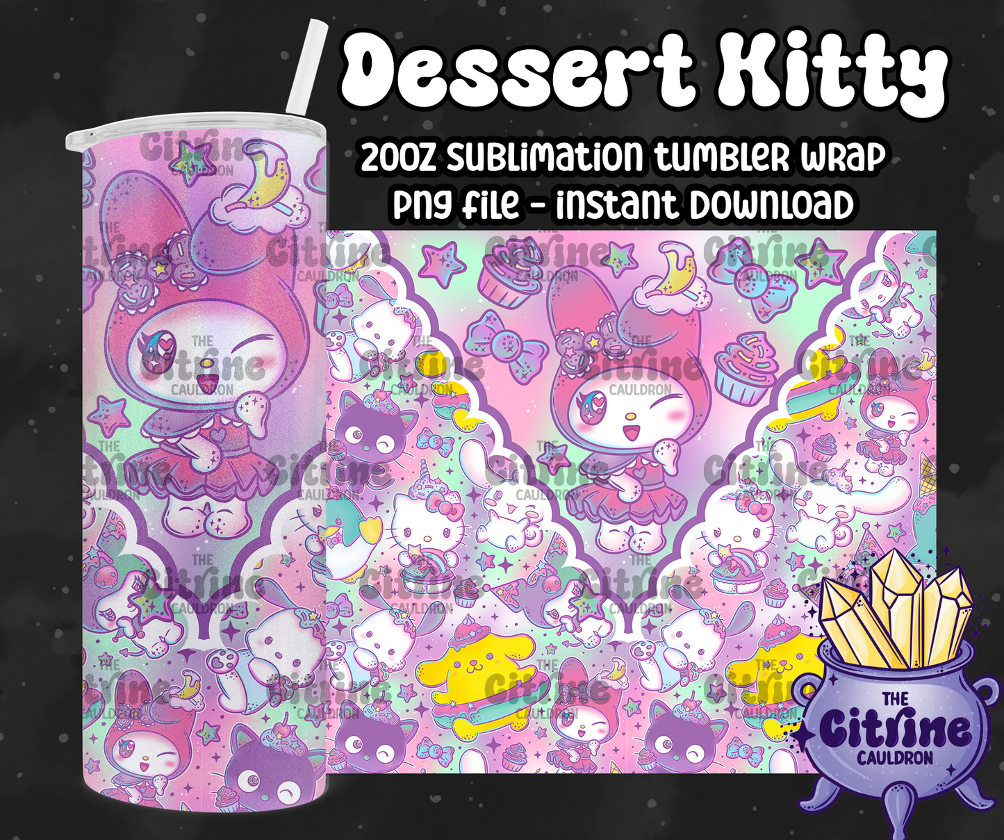 Dessert Kitty - PNG Wrap for Sublimation 20oz Tumbler