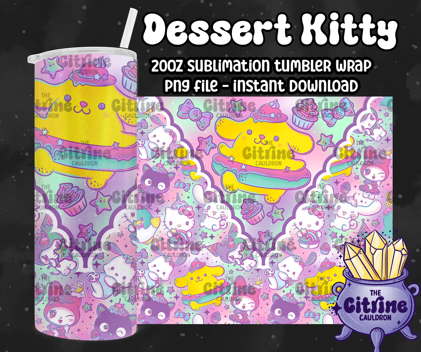 Dessert Kitty - PNG Wrap for Sublimation 20oz Tumbler