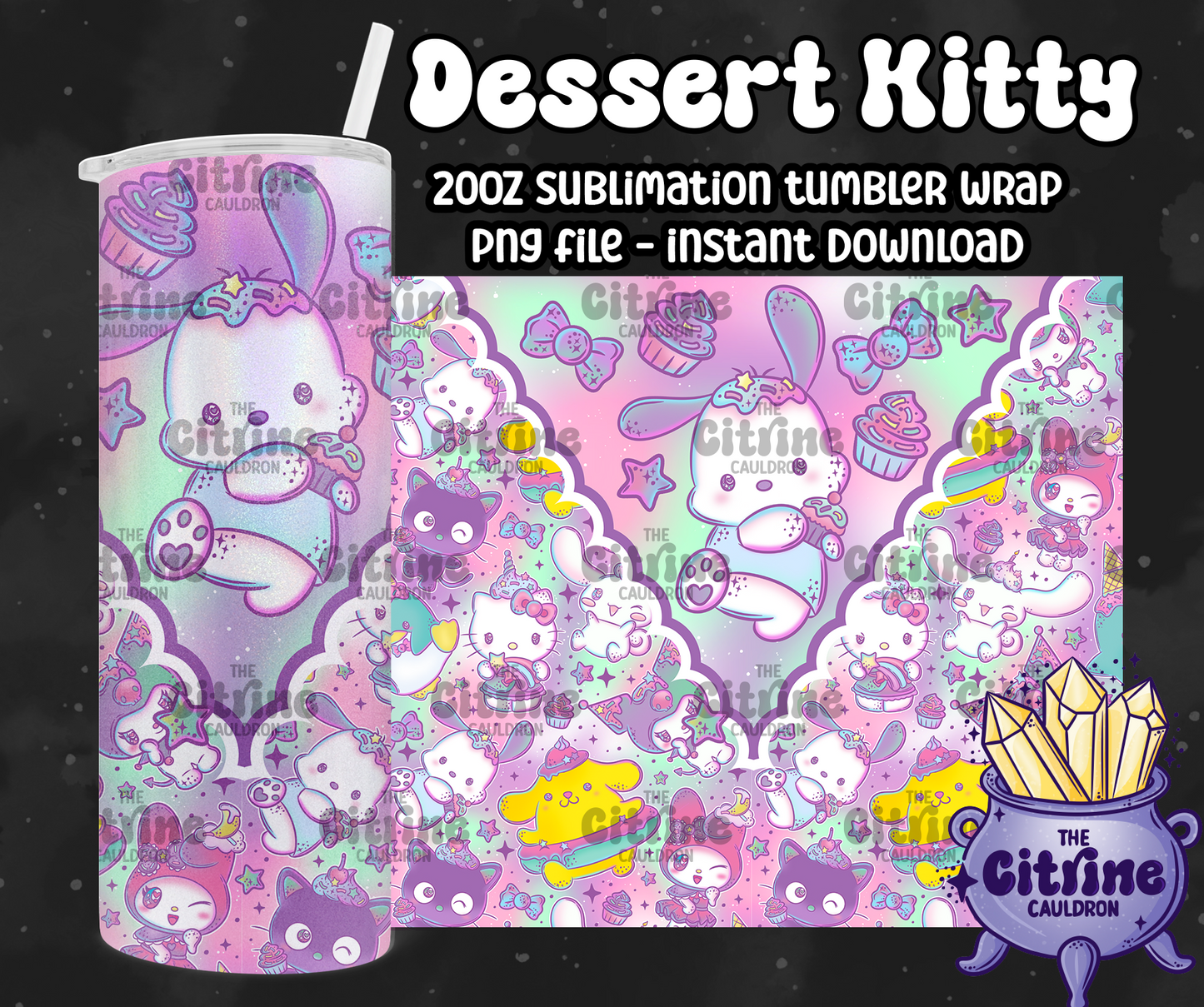 Dessert Kitty - PNG Wrap for Sublimation 20oz Tumbler