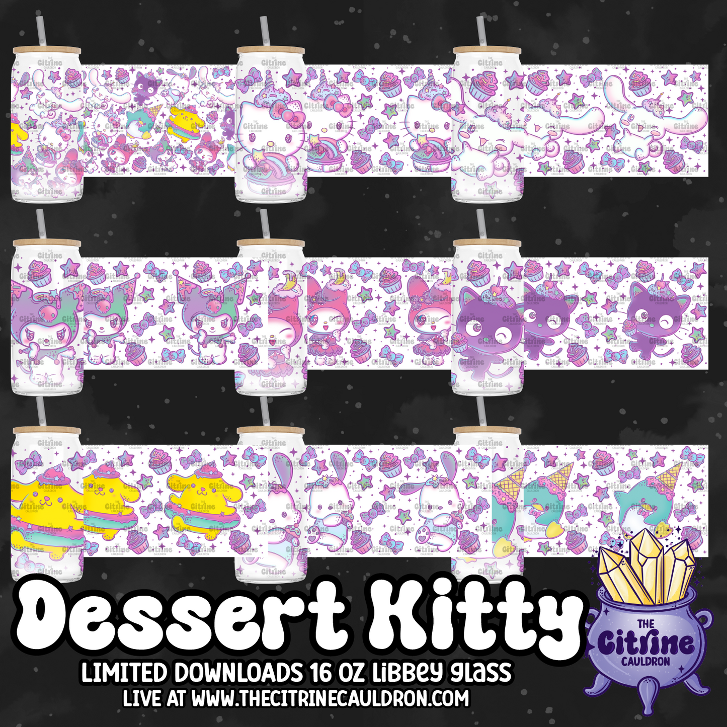 Dessert Kitty - PNG Wrap for Libbey 16oz Glass Can