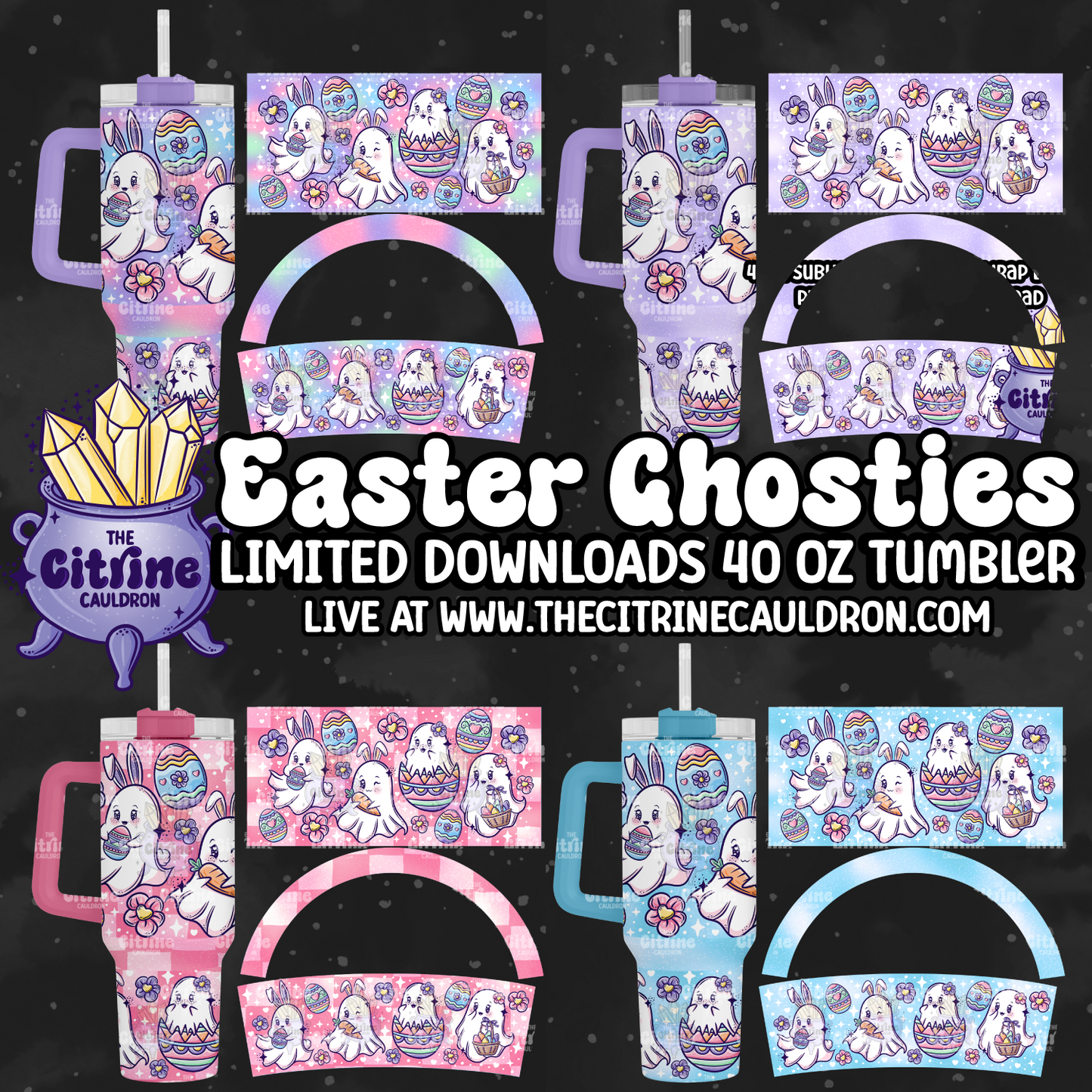 Easter Ghosties - PNG Wrap for Sublimation 40oz Tumbler