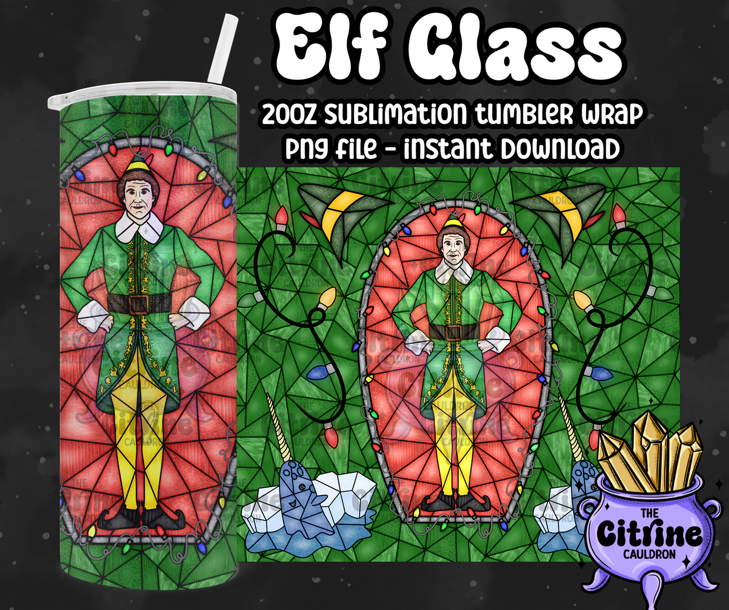 Elf Glass - PNG Wrap for Sublimation 20oz Tumbler