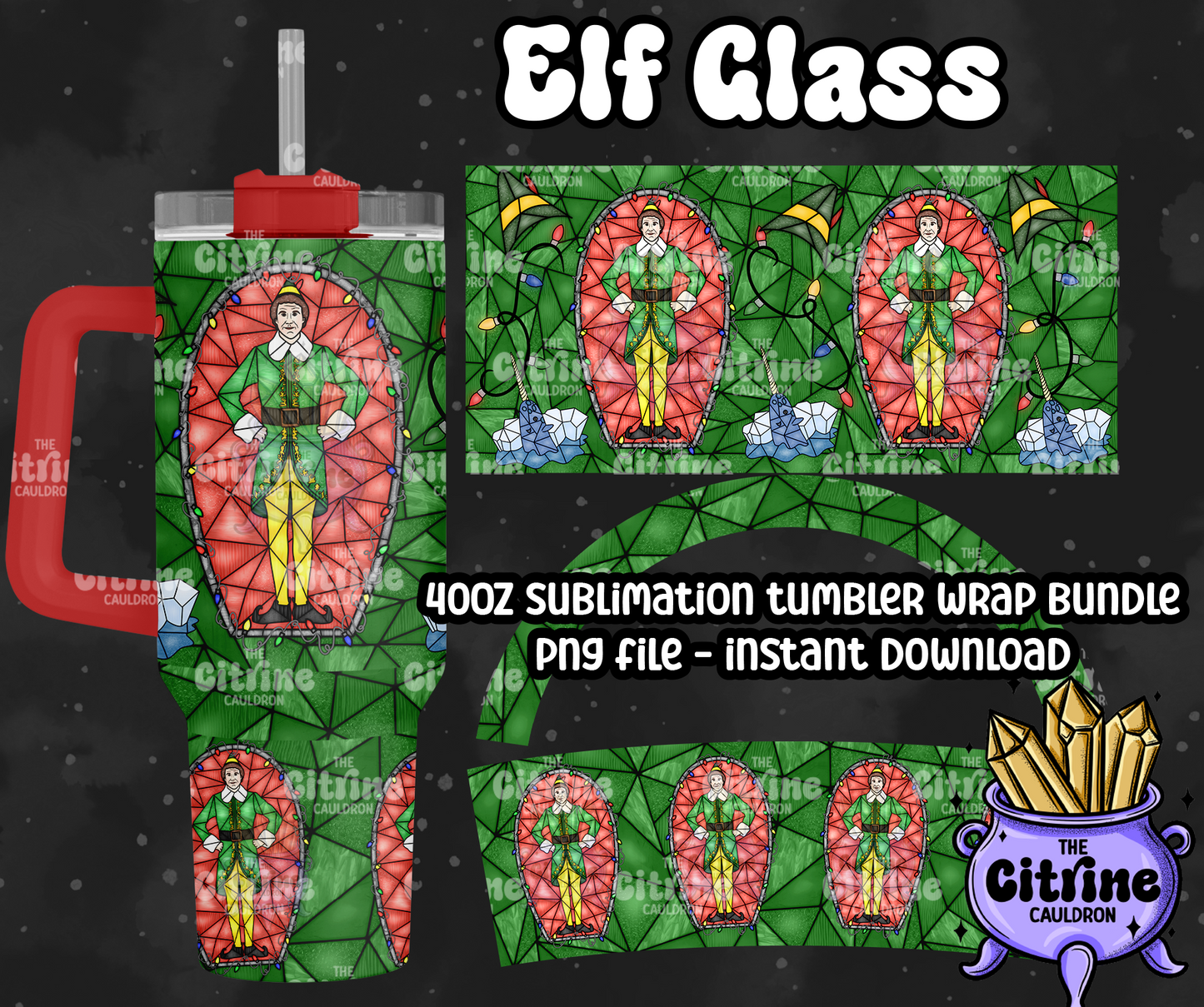 Elf Glass - PNG Wrap for Sublimation 40oz Tumbler